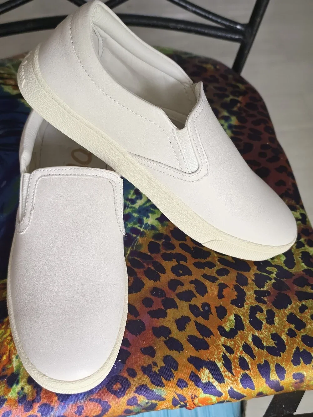 Sam Edelman White Leather Slip-On Sneakers With Very Soft Sole